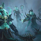 A group of green ghost-like figures in armor stands together in thick fog.